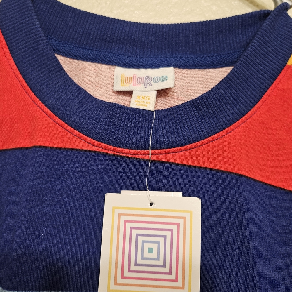 LuLaRoe Red Blue Yellow Multi-Striped Tunic - Picture 5 of 8